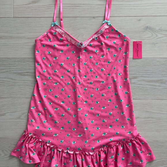 BETSEY JOHNSON Intimates Luscious Lite Pink Florals Slip Dress ( M ) - Picture 3 of 5
